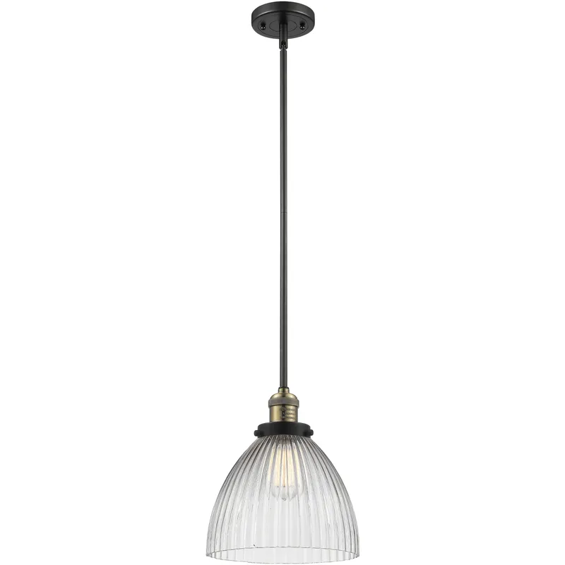 Franklin Restoration Seneca Falls 1 Light 9.5 inch Black Antique Brass Mini Pendant Ceiling Light in Incandescent, Franklin Restoration
