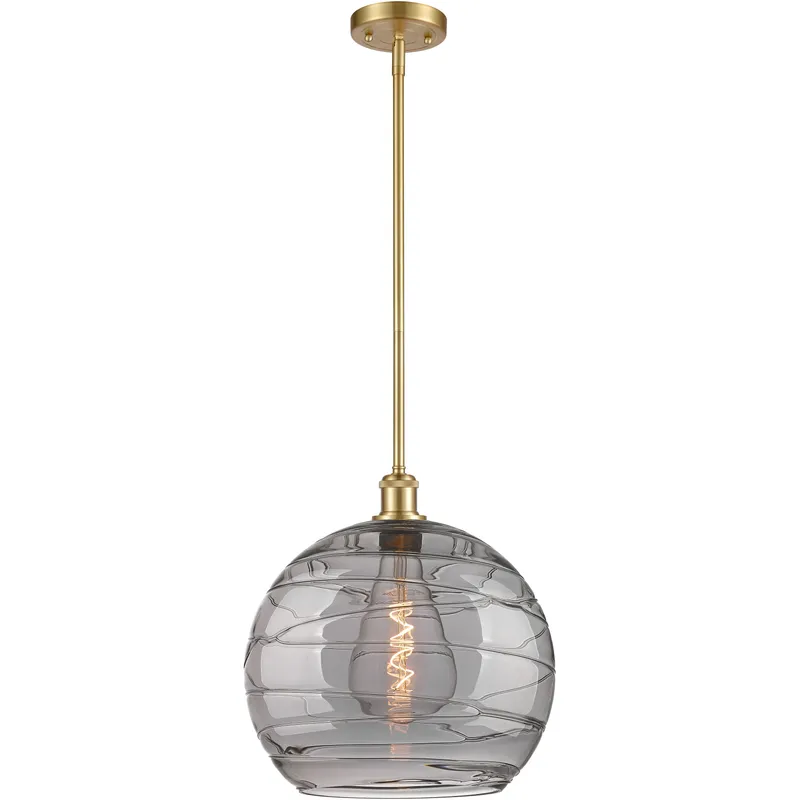 Ballston Athens Deco Swirl 1 Light 13.75 inch Satin Gold Stem Hung Pendant Ceiling Light