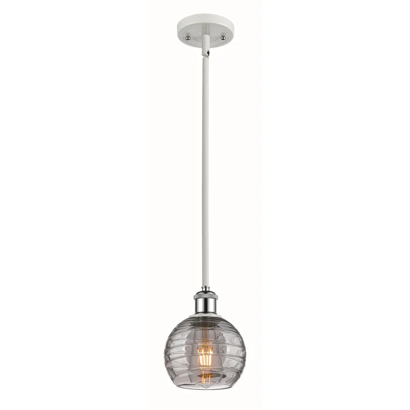 Ballston Athens Deco Swirl 1 Light 5.88 inch White Polished Chrome Stem Hung Mini Pendant Ceiling Light