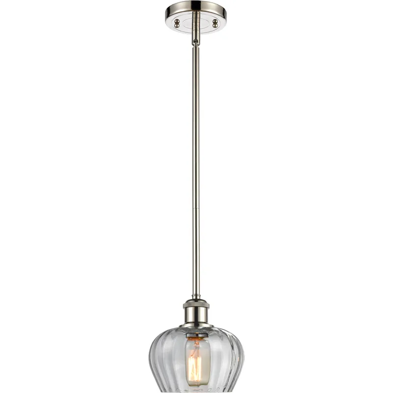 Ballston Fenton LED 7 inch Polished Nickel Pendant Ceiling Light in Clear Glass, Ballston