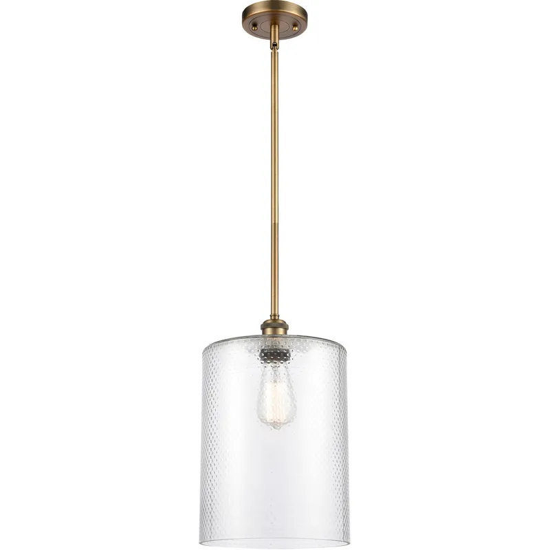 Ballston Large Cobbleskill 1 Light 9 inch Brushed Brass Pendant Ceiling Light in Clear Glass, Ballston