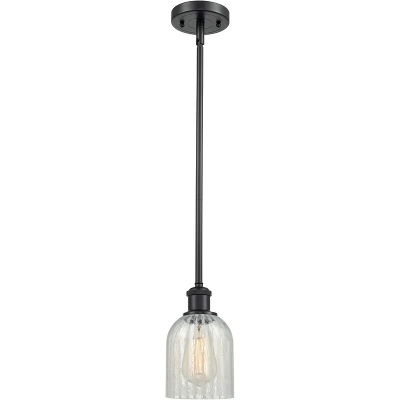 Ballston Caledonia 1 Light 5 inch Matte Black Pendant Ceiling Light in Mouchette Glass, Ballston