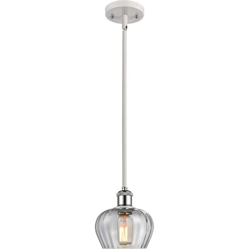 Ballston Fenton LED 7 inch White and Polished Chrome Pendant Ceiling Light in Clear Glass, Ballston
