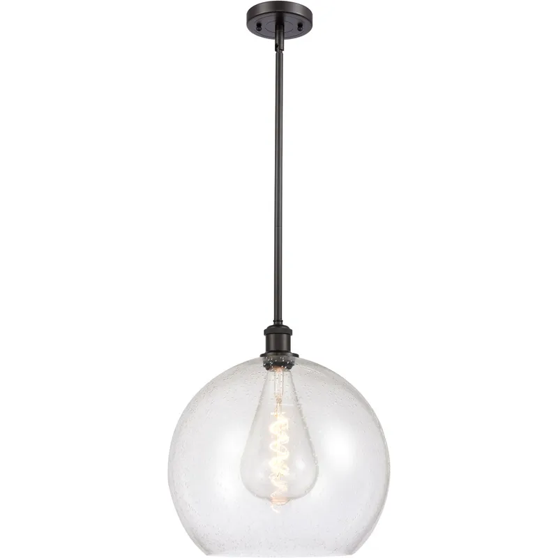 Ballston Athens 1 Light 14 inch Oil Rubbed Bronze Pendant Ceiling Light in Seedy Glass