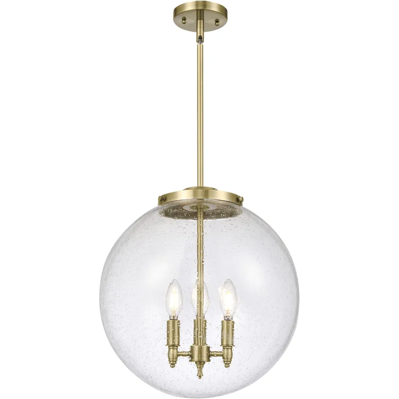 Franklin Restoration Beacon 3 Light 16 inch Antique Brass Statement Pendant Ceiling Light in Incandescent, Seedy