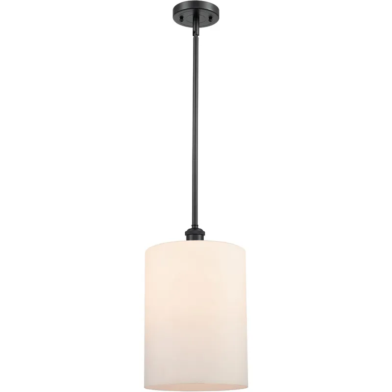 Ballston Large Cobbleskill 1 Light 9 inch Matte Black Pendant Ceiling Light in Matte White Glass, Ballston