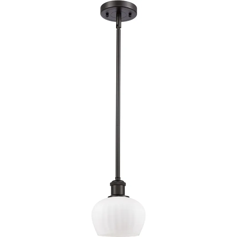 Ballston Fenton LED 7 inch Oil Rubbed Bronze Pendant Ceiling Light in Matte White Glass, Ballston