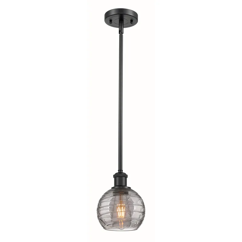 Ballston Athens Deco Swirl 1 Light 5.88 inch Matte Black Stem Hung Mini Pendant Ceiling Light