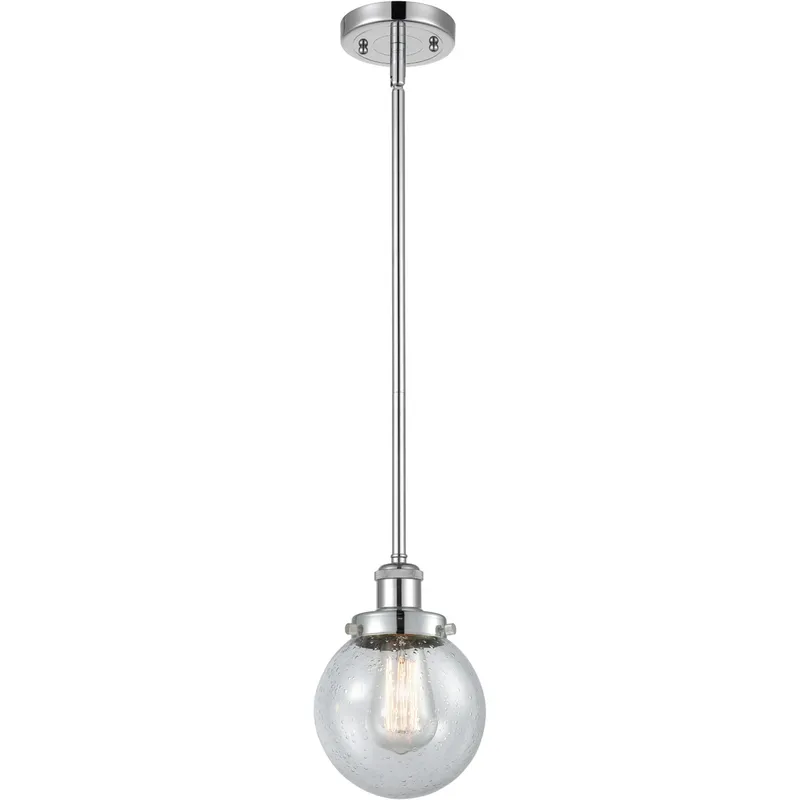 Ballston Beacon LED 6 inch Polished Chrome Pendant Ceiling Light in Seedy Glass, Ballston