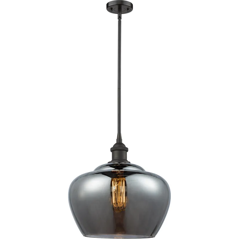 Ballston Large Fenton 1 Light 11 inch Oil Rubbed Bronze Pendant Ceiling Light in Light Smoke Glass, Ballston