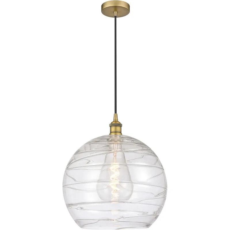 Edison Athens Deco Swirl LED 14 inch Brushed Brass Pendant Ceiling Light