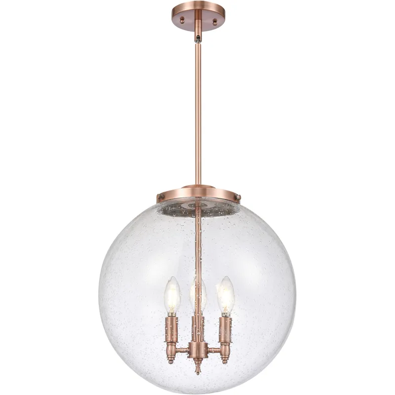 Franklin Restoration Beacon 3 Light 16 inch Antique Copper Statement Pendant Ceiling Light in Incandescent, Seedy