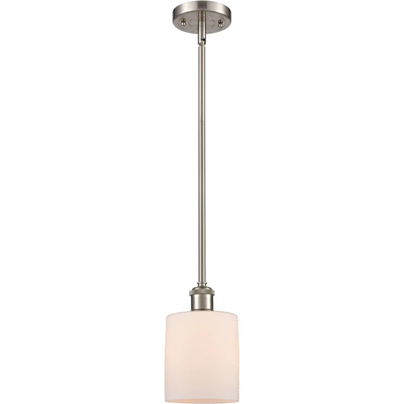 Ballston Cobbleskill 1 Light 5 inch Brushed Satin Nickel Pendant Ceiling Light in Matte White Glass, Ballston