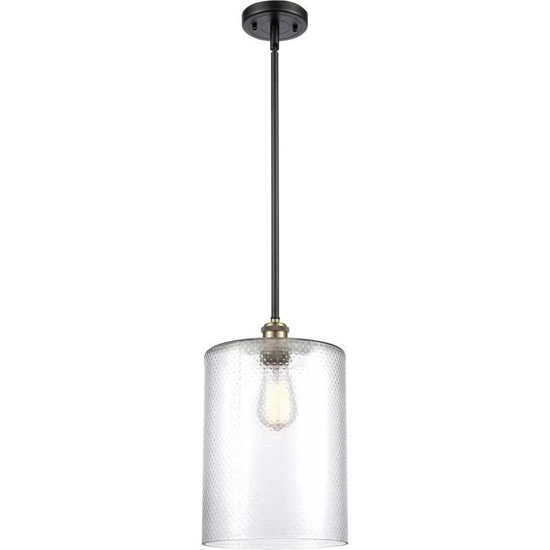 Ballston Large Cobbleskill 1 Light 9 inch Black Antique Brass Pendant Ceiling Light in Clear Glass, Ballston