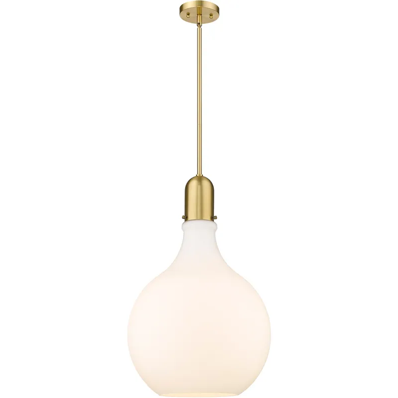 Amherst 1 Light 16 inch Satin Gold Pendant Ceiling Light in Matte White Glass