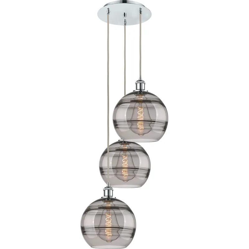 Ballston Rochester 3 Light 16.5 inch Polished Chrome Cord Hung Multi Pendant Ceiling Light
