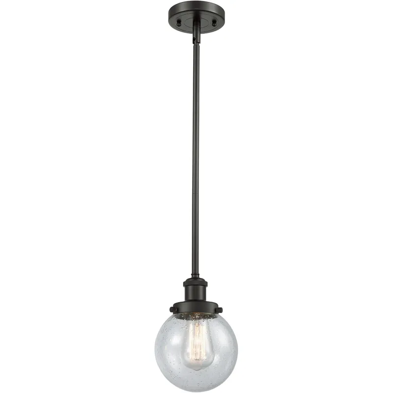 Ballston Beacon LED 6 inch Oil Rubbed Bronze Pendant Ceiling Light in Seedy Glass, Ballston