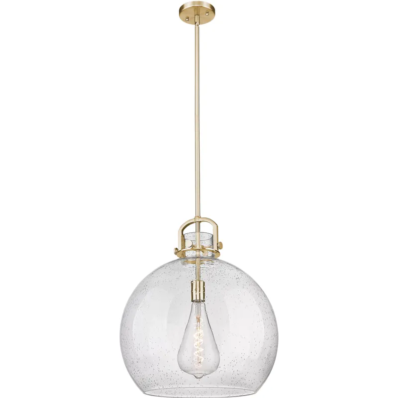 Newton Sphere 1 Light 18 inch Champagne Bronze Pendant Ceiling Light in Seedy Glass