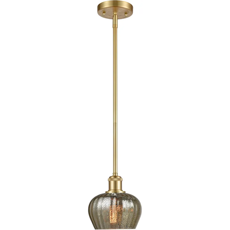 Ballston Fenton LED 7 inch Satin Gold Pendant Ceiling Light in Mercury Glass, Ballston