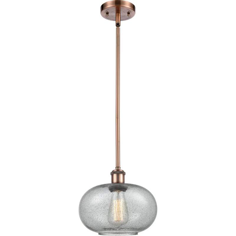 Ballston Gorham 1 Light 9.5 inch Antique Copper Pendant Ceiling Light in Charcoal Glass, Ballston