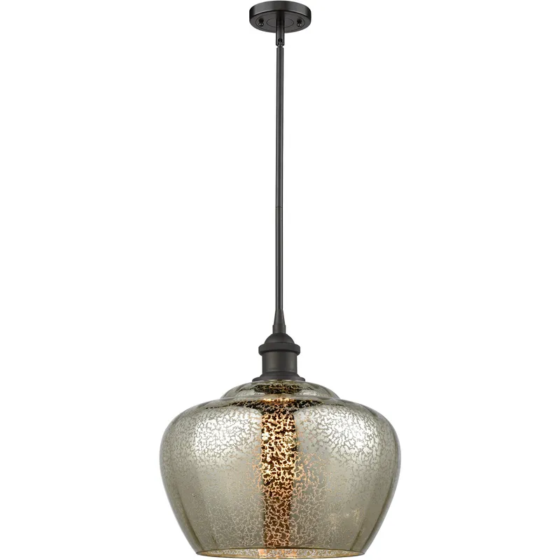 Ballston Large Fenton 1 Light 11 inch Oil Rubbed Bronze Pendant Ceiling Light in Mercury Glass, Ballston