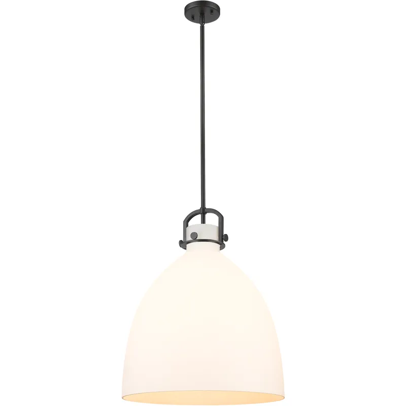Newton Bell 1 Light 18 inch Matte Black Pendant Ceiling Light in Matte White Glass