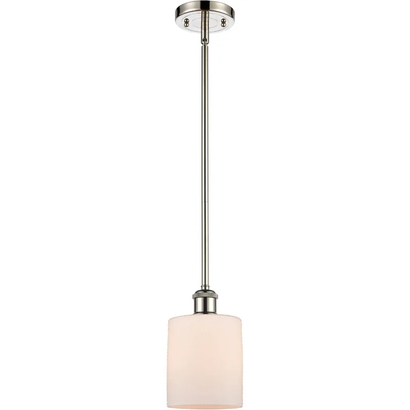 Ballston Cobbleskill 1 Light 5 inch Polished Nickel Pendant Ceiling Light in Matte White Glass, Ballston