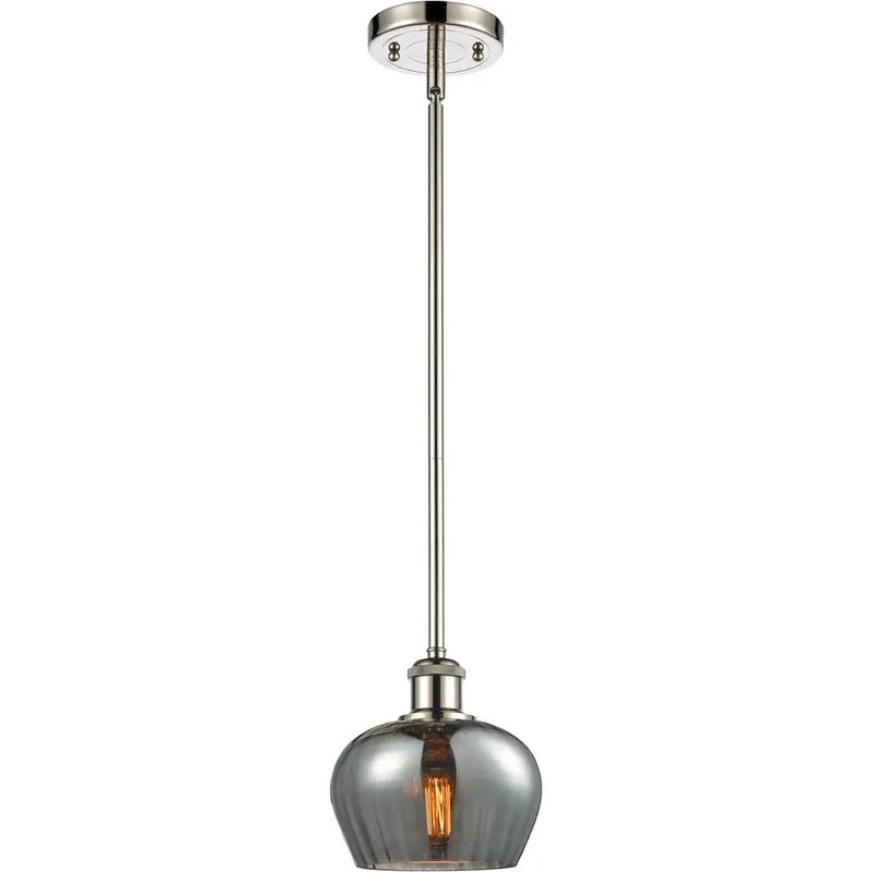 Ballston Fenton LED 7 inch Polished Nickel Pendant Ceiling Light in Plated Smoke Glass, Ballston