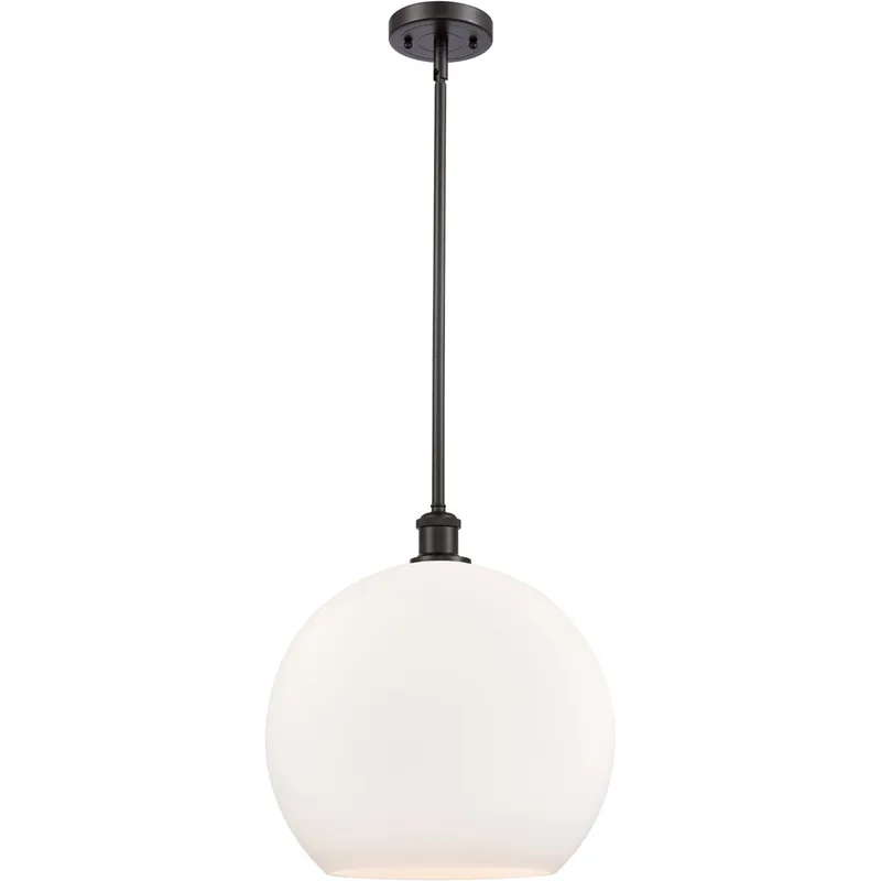 Ballston Athens 1 Light 14 inch Oil Rubbed Bronze Pendant Ceiling Light in Matte White Glass