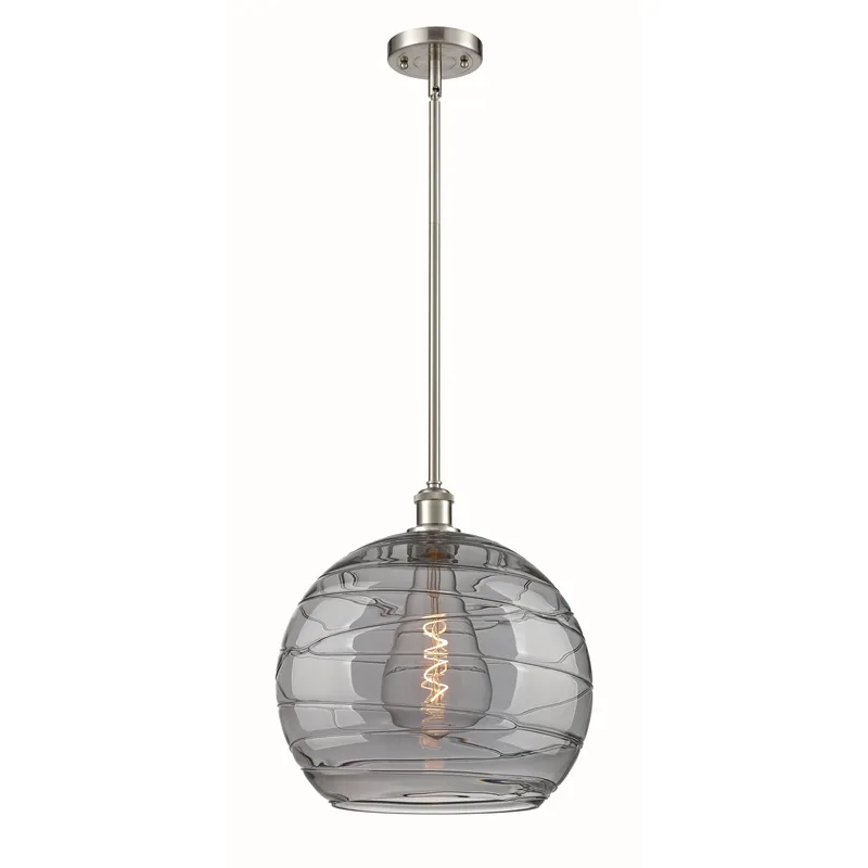 Ballston Athens Deco Swirl 1 Light 13.75 inch Brushed Satin Nickel Stem Hung Pendant Ceiling Light