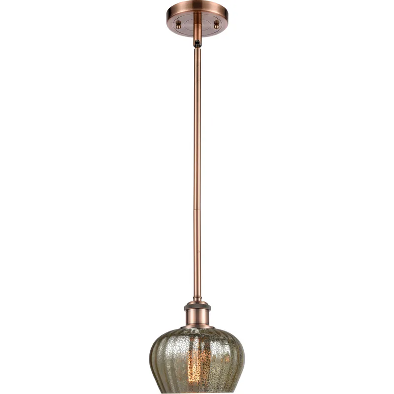 Ballston Fenton LED 7 inch Antique Copper Pendant Ceiling Light in Mercury Glass, Ballston