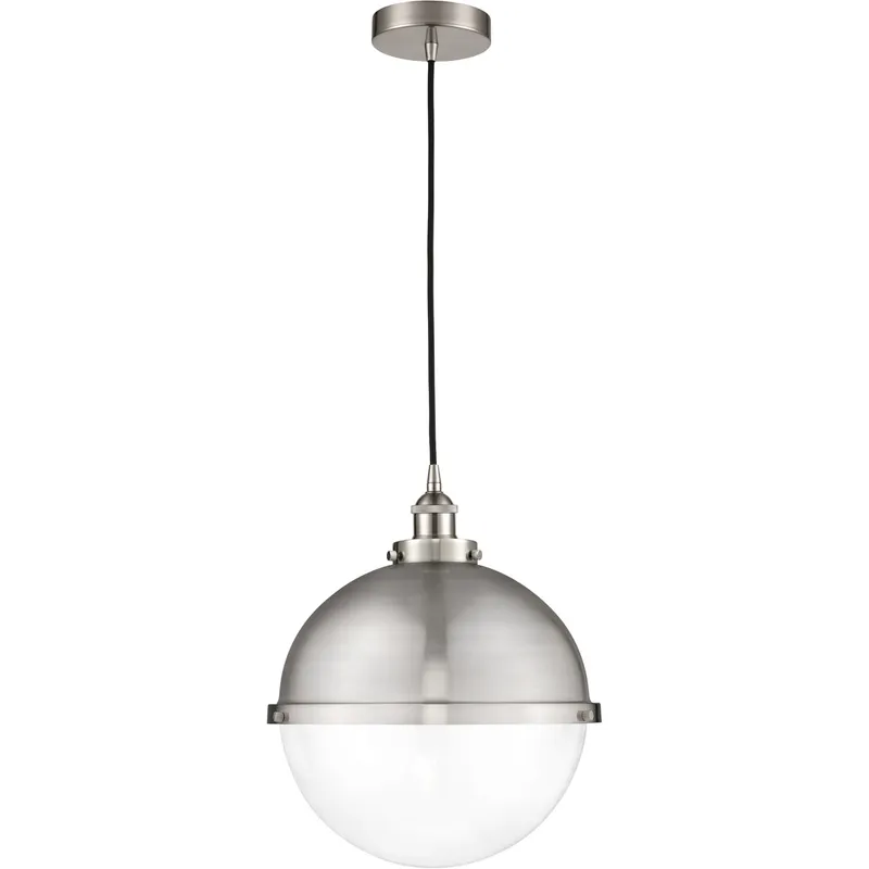 Edison Hampden 1 Light 12.88 inch Brushed Satin Nickel Pendant Ceiling Light in Clear Glass