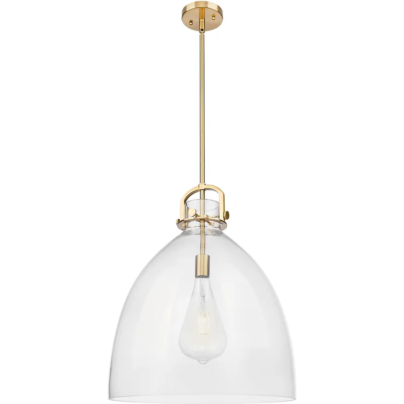 Newton Bell 1 Light 18 inch Champagne Bronze Pendant Ceiling Light in Clear Glass