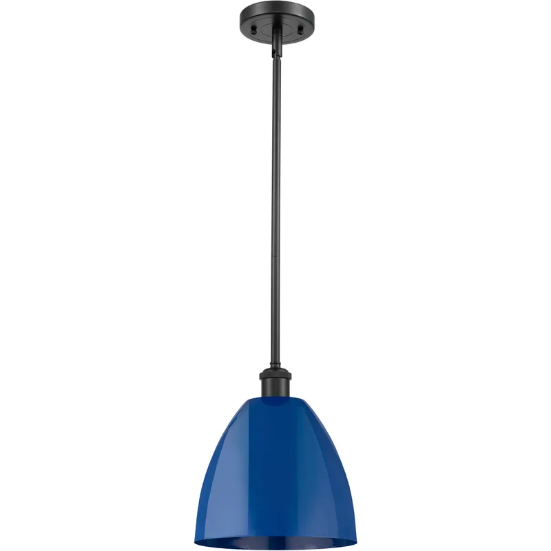 Ballston Plymouth Dome 1 Light 9 inch Matte Black Pendant Ceiling Light in Matte Blue