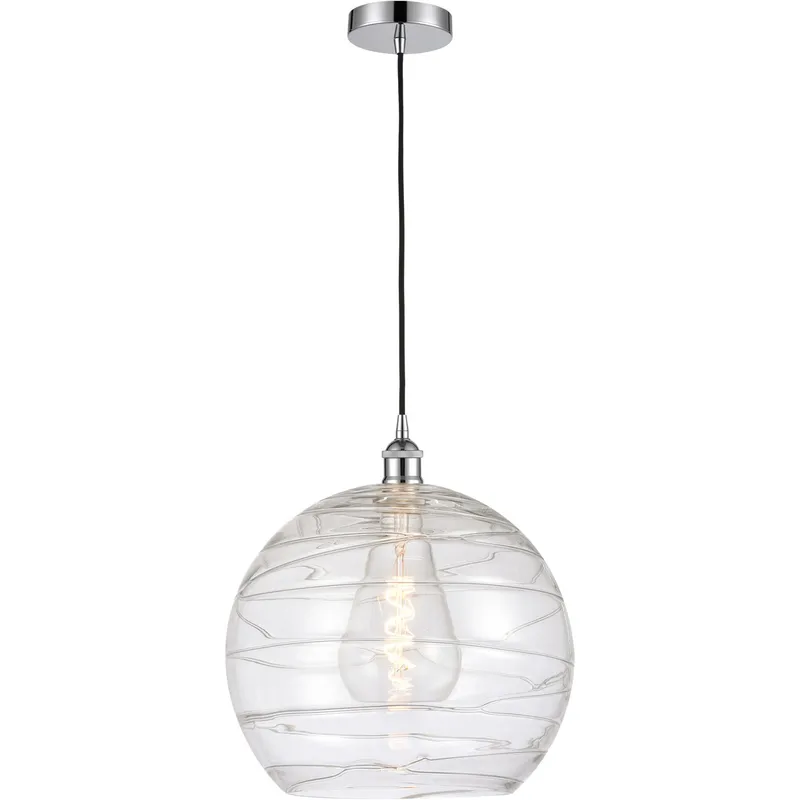 Edison Athens Deco Swirl LED 14 inch Polished Chrome Pendant Ceiling Light