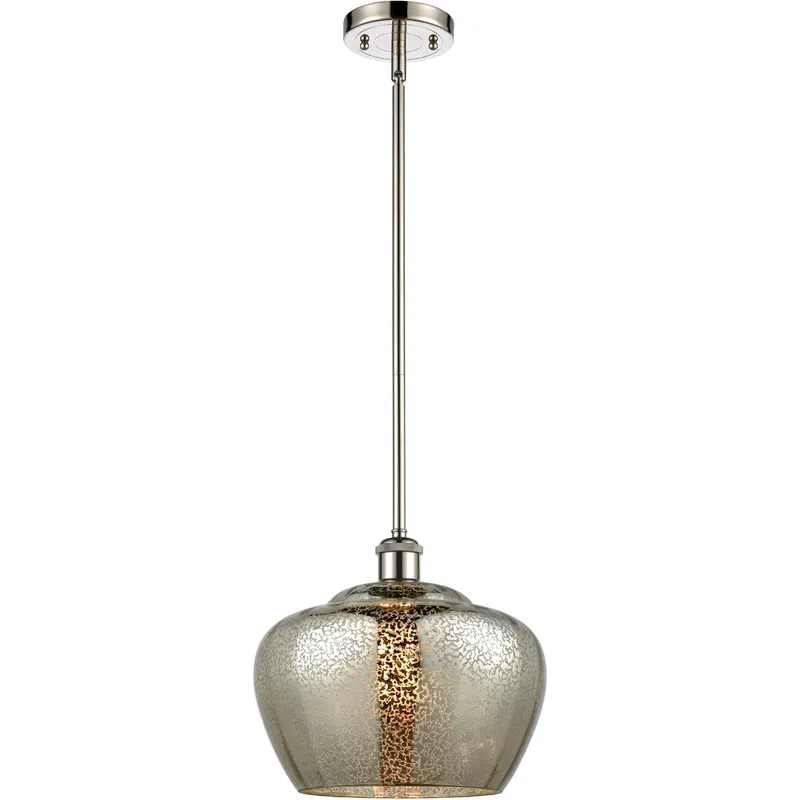 Ballston Large Fenton 1 Light 11 inch Polished Nickel Pendant Ceiling Light in Mercury Glass, Ballston