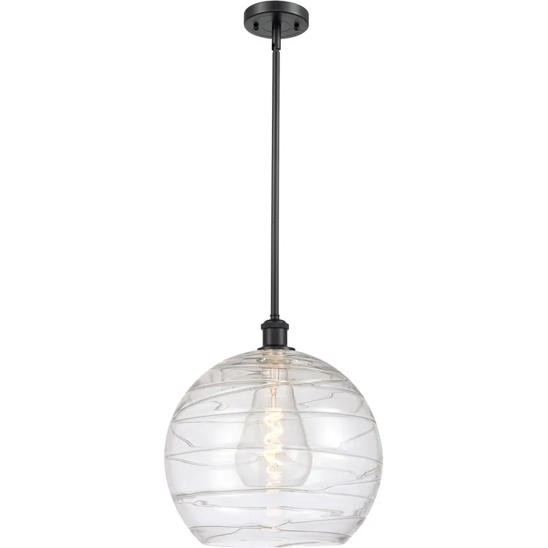 Ballston Deco Swirl 1 Light 14 inch Matte Black Pendant Ceiling Light