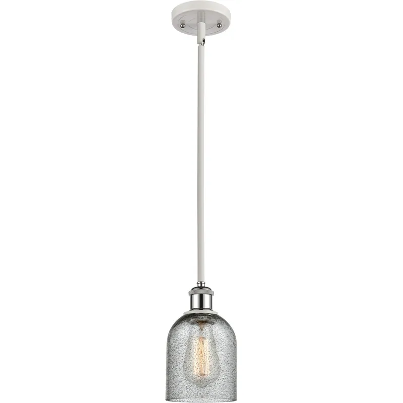 Ballston Caledonia 1 Light 5 inch White and Polished Chrome Pendant Ceiling Light in Charcoal Glass, Ballston