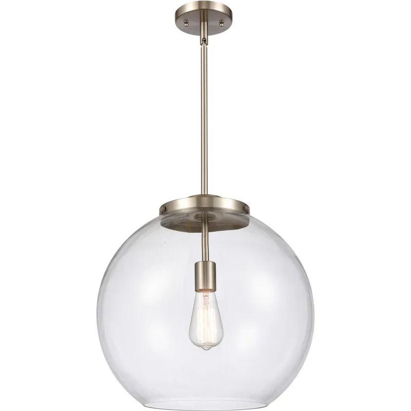 Ballston Athens 1 Light 15.75 inch Brushed Satin Nickel Pendant Ceiling Light in Incandescent, Clear