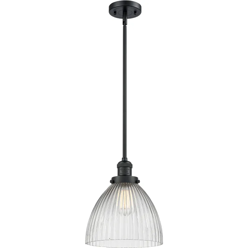 Franklin Restoration Seneca Falls 1 Light 9.5 inch Matte Black Mini Pendant Ceiling Light in Incandescent, Franklin Restoration