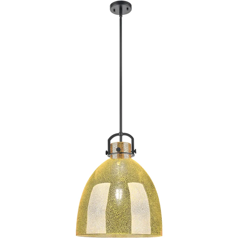 Newton Bell 1 Light 16 inch Matte Black Pendant Ceiling Light in Mercury Glass