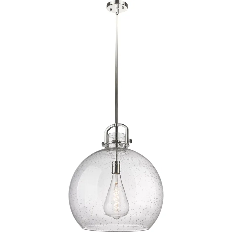 Newton Sphere 1 Light 18 inch Polished Nickel Pendant Ceiling Light in Seedy Glass
