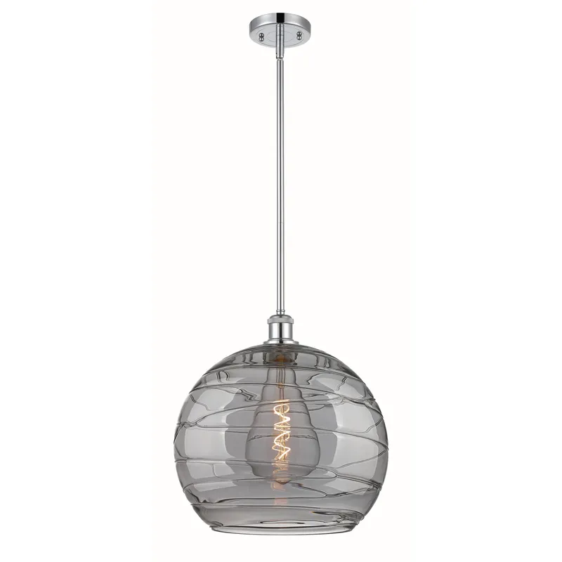 Ballston Athens Deco Swirl 1 Light 13.75 inch Polished Chrome Stem Hung Pendant Ceiling Light