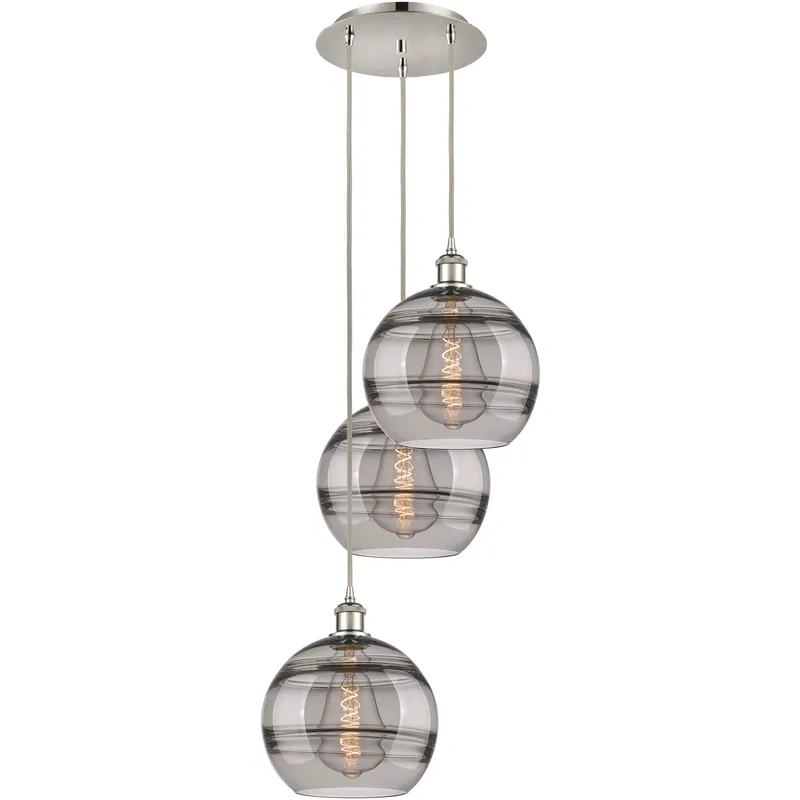 Ballston Rochester 3 Light 16.5 inch Polished Nickel Cord Hung Multi Pendant Ceiling Light