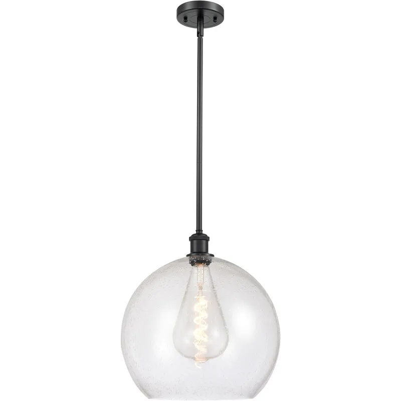 Ballston Athens 1 Light 14 inch Matte Black Pendant Ceiling Light in Seedy Glass