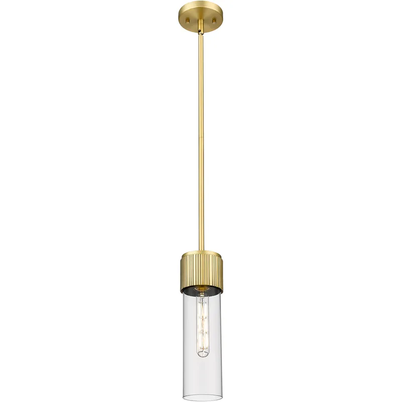 Bolivar 1 Light 4 inch Brushed Brass Pendant Ceiling Light in Clear Glass