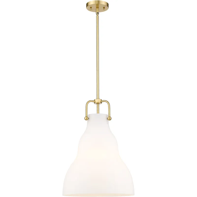 Haverhill 1 Light 14 inch Satin Gold Pendant Ceiling Light in Matte White Glass