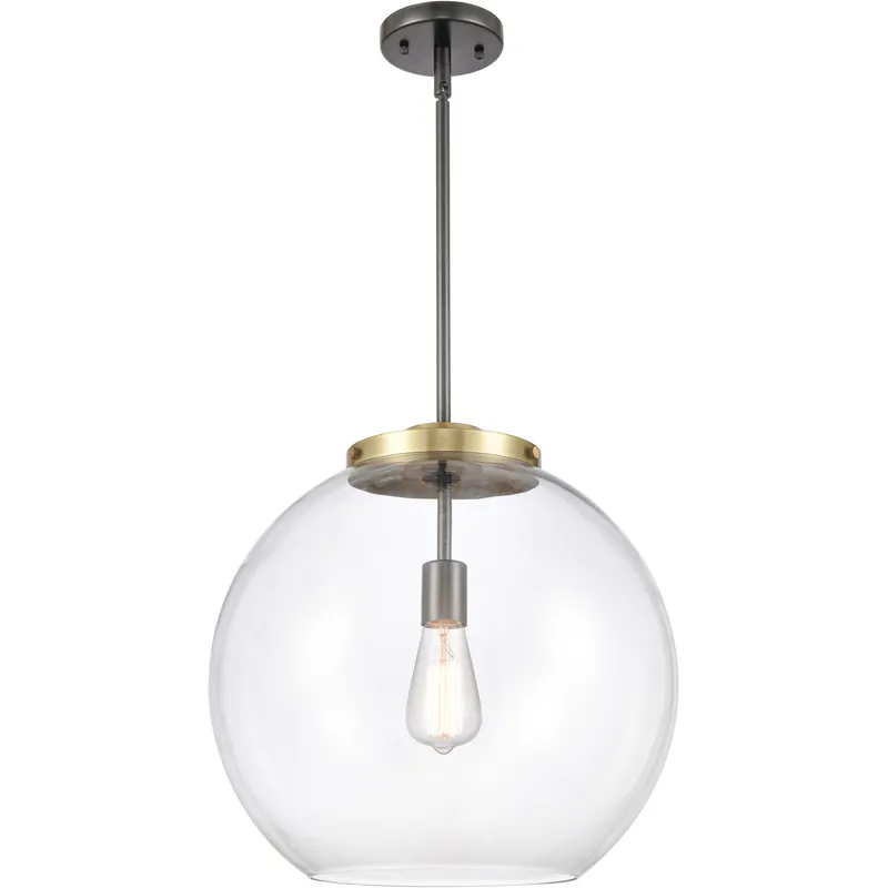 Ballston Athens 1 Light 15.75 inch Black Antique Brass Pendant Ceiling Light in Incandescent, Clear