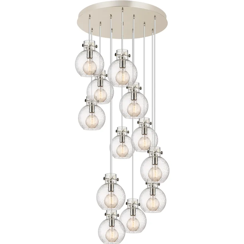Newton Sphere 12 Light 27.25 inch Polished Nickel Multi Pendant Ceiling Light in Seedy Glass