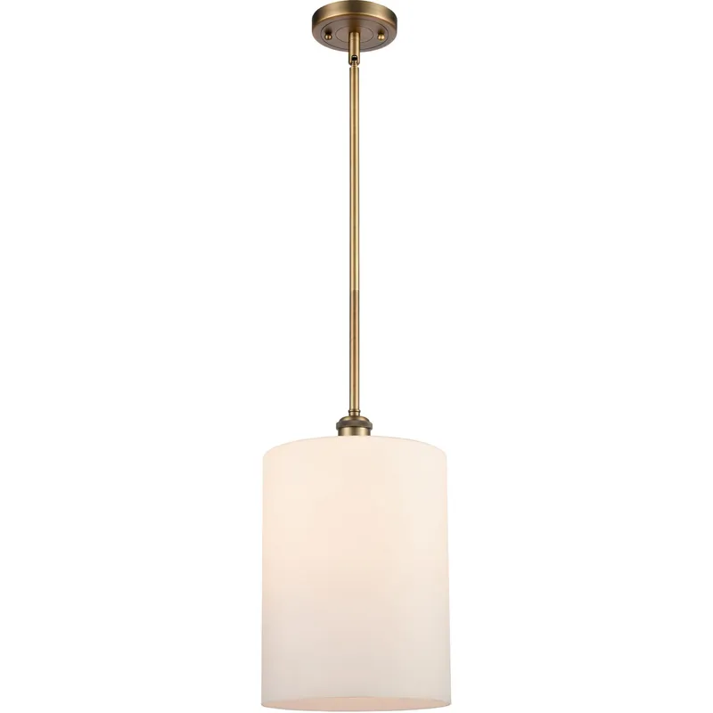 Ballston Large Cobbleskill 1 Light 9 inch Brushed Brass Pendant Ceiling Light in Matte White Glass, Ballston